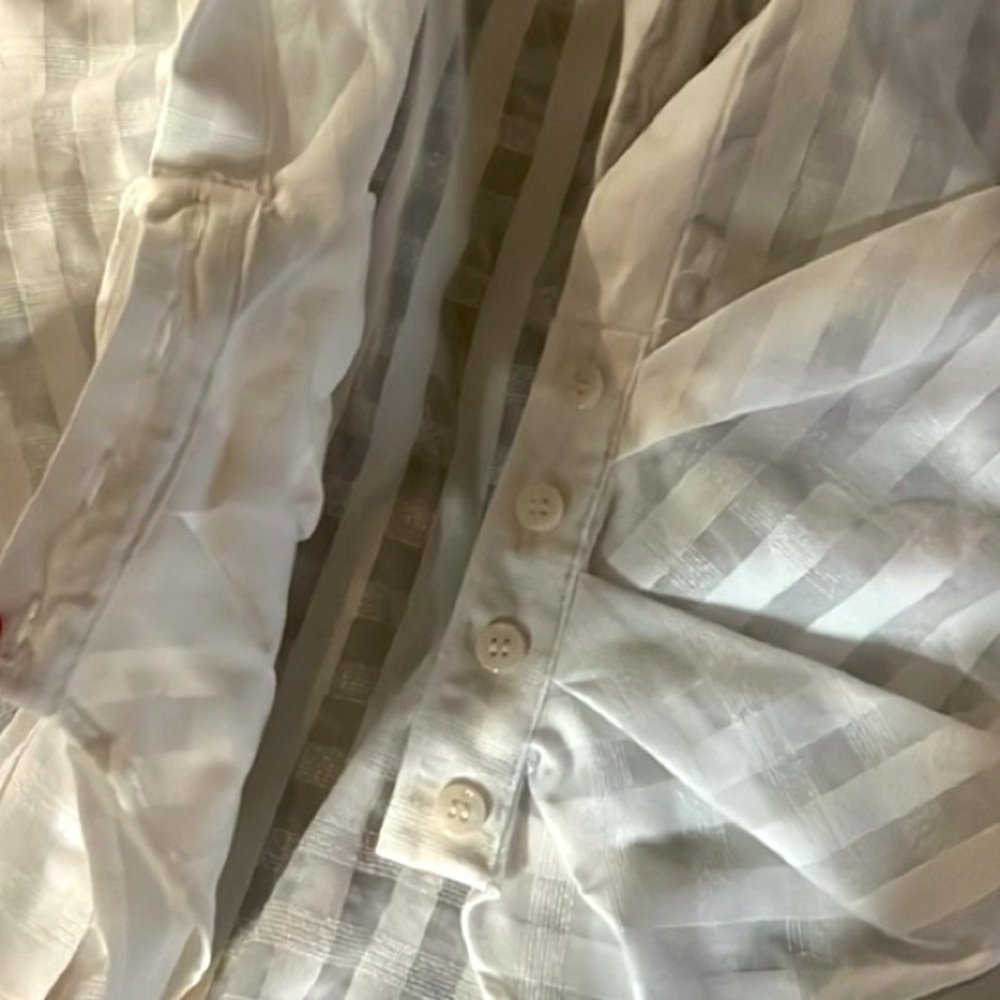 ZARA Top Blouse Long Sleeve White Ecru Cream Cotton Size Medium - Picture 13 of 13